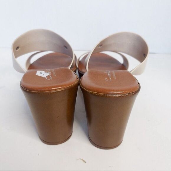 CONTESSA by ITALIAN SHOEMAKERS Ivory Bling Embellished Wedge Sandals Leather - Picture 5 of 6